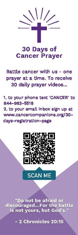 #200 30 Days of Cancer Prayer Bookmark sold in bundles of 16 (2024)