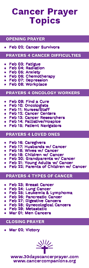 #200 30 Days of Cancer Prayer Bookmark sold in bundles of 16 (2024)