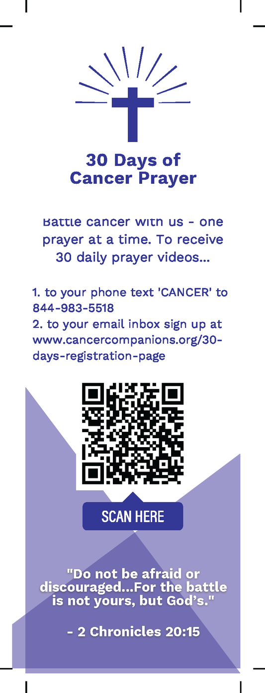 #200 30 Days of Cancer Prayer Bookmark sold in bundles of 16 (2026)