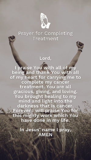 #262 Completing Treatment Prayer Card - sold in bundles of 30