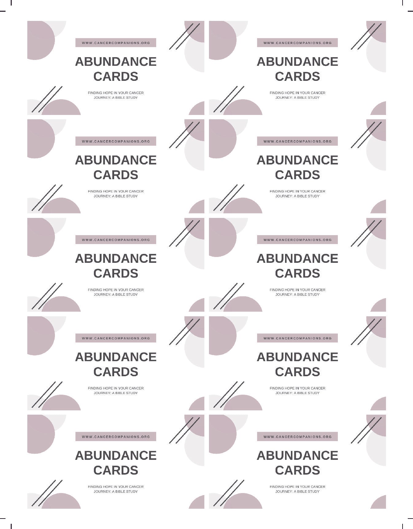 #160 Finding Hope Abundance Card deck of 20 sold in sets of 4