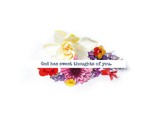 #130 God has sweet thoughts postcard - sold in bundles of 16 - $4 per bundle of 16